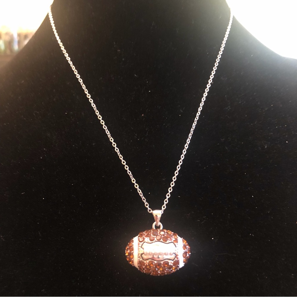3/$20 Rhinestone Football Necklace - Picture 3 of 7